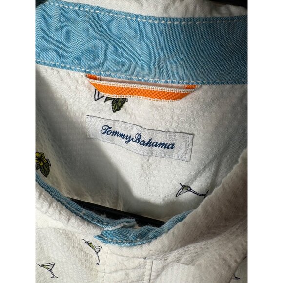 Tommy Bahama Men’s Size Large White Mix Master Camp Martini Button Down Shirt - Picture 7 of 9